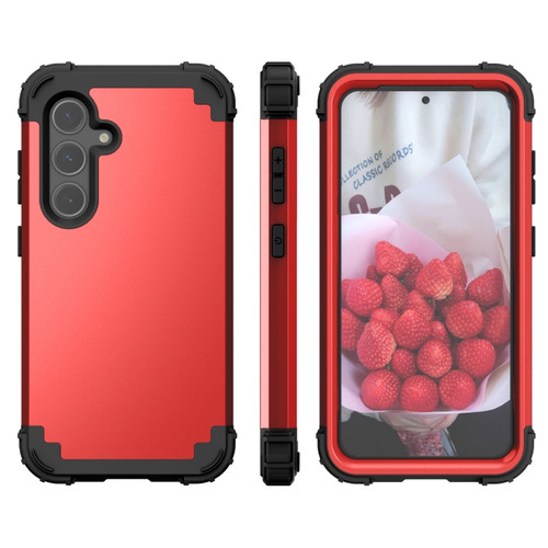 Samsung Galaxy S24 5G 3 in 1 Silicone Hybrid PC Shockproof Phone Case - Red